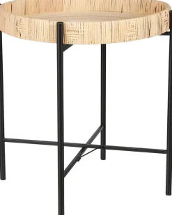 Mica Decorations bijzettafel Kaj naturel / zwart D 44 H 39,5 cm