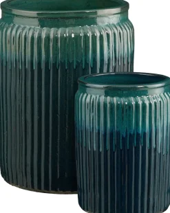 Mica Decorations bloempot Lugano blauw D 39,5 H 55 cm