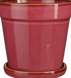 Mica Decorations bloempot met schotel Clint roze D 17 H 16,5 cm