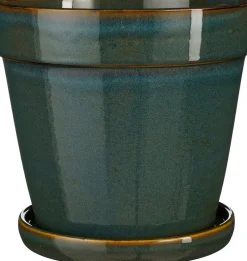 Mica Decorations bloempot met schotel Clint groen D 23 H 21 cm