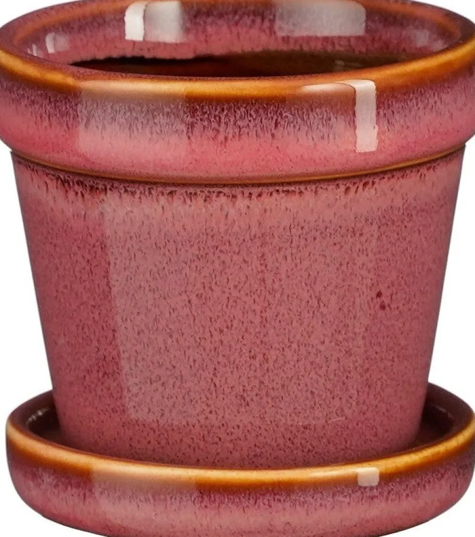 Mica Decorations bloempot met schotel Clint roze D 7,5 H 7,5 cm