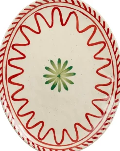 Mica Decorations bord Venda wit / rood 35,5 x 28,5 x 3 cm