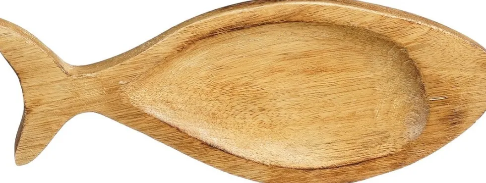 Mica Decorations decoratiebord vis bruin 25 x 9,5 x 2,5 cm