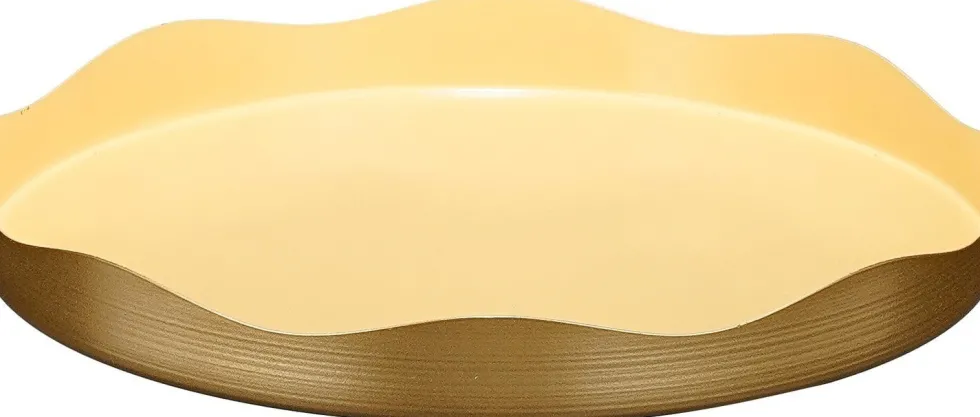 Mica Decorations decoratiebord Sweety geel D 25 H 3 cm