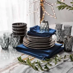 Mica Decorations dinerbord Tabo zwart D 26,5 H 3 cm