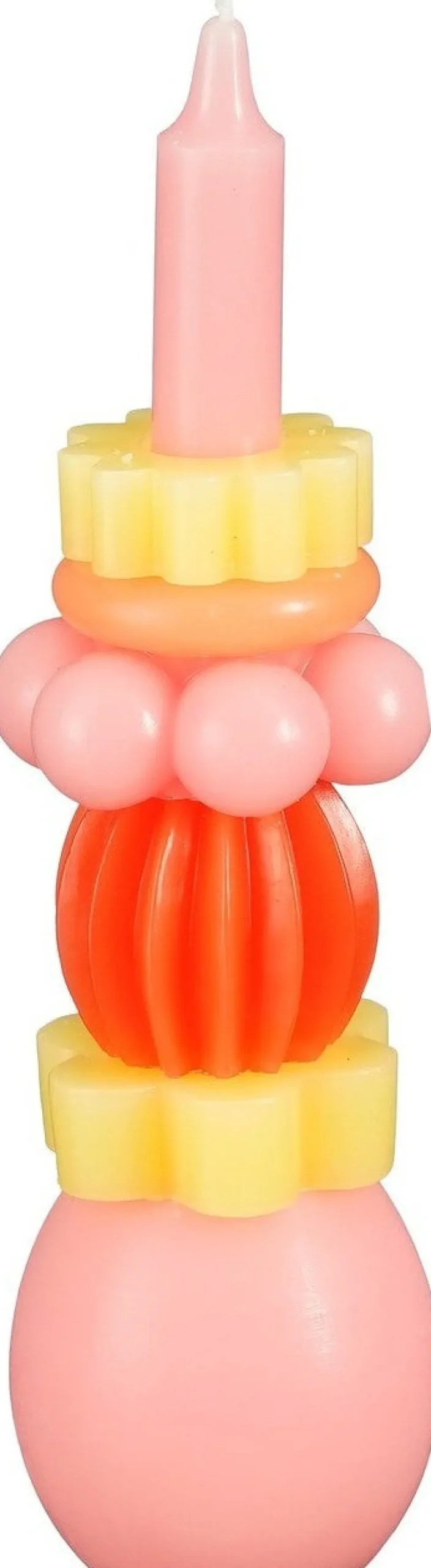 Mica Decorations dinerkaars roze / oranje / geel 8 uur D 7 H 26 cm