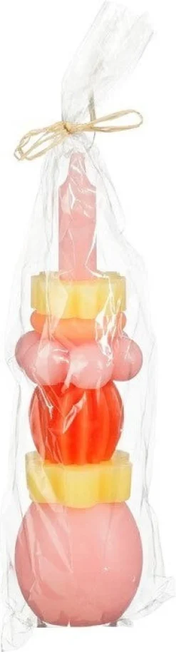 Mica Decorations dinerkaars roze / oranje / geel 8 uur D 7 H 26 cm