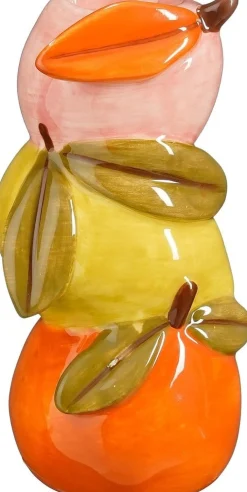 Mica Decorations kandelaar Fruit roze / geel / oranje 6 x 5,5 x 12 cm