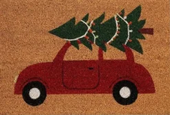 Mica Decorations kokosmat auto bruin / rood 60 x 40 cm