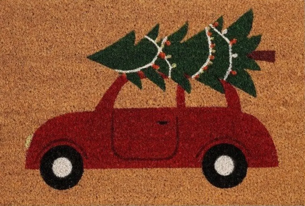 Mica Decorations kokosmat auto bruin / rood 60 x 40 cm