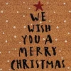 Mica Decorations kokosmat merry christmas bruin / rood 60 x 40 cm