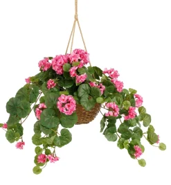 Mica Decorations kunsthangplant Geranium roze H 18 cm