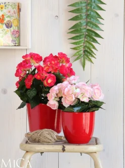 Mica Decorations kunstplant Begonia roze H 25 cm