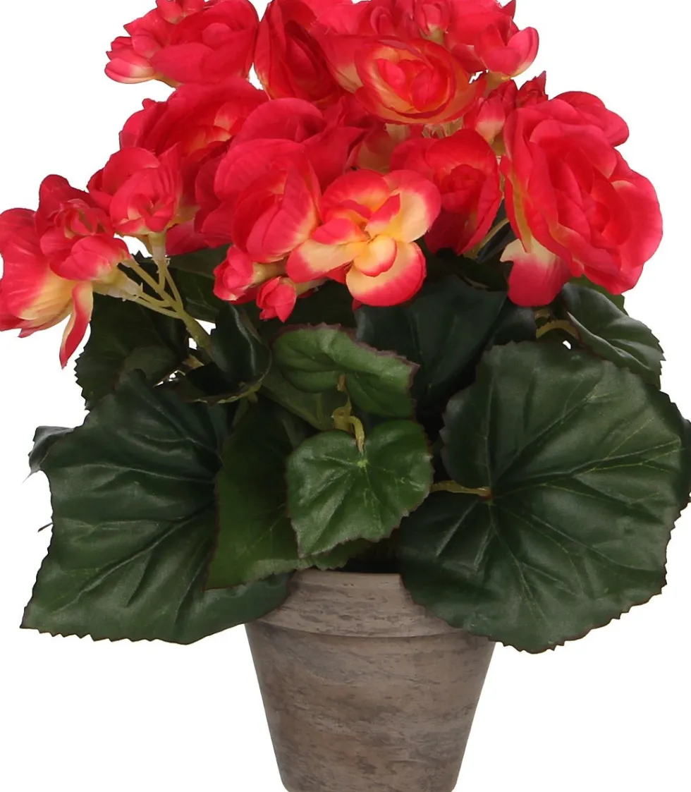 Mica Decorations kunstplant Begonia roze H 25 cm