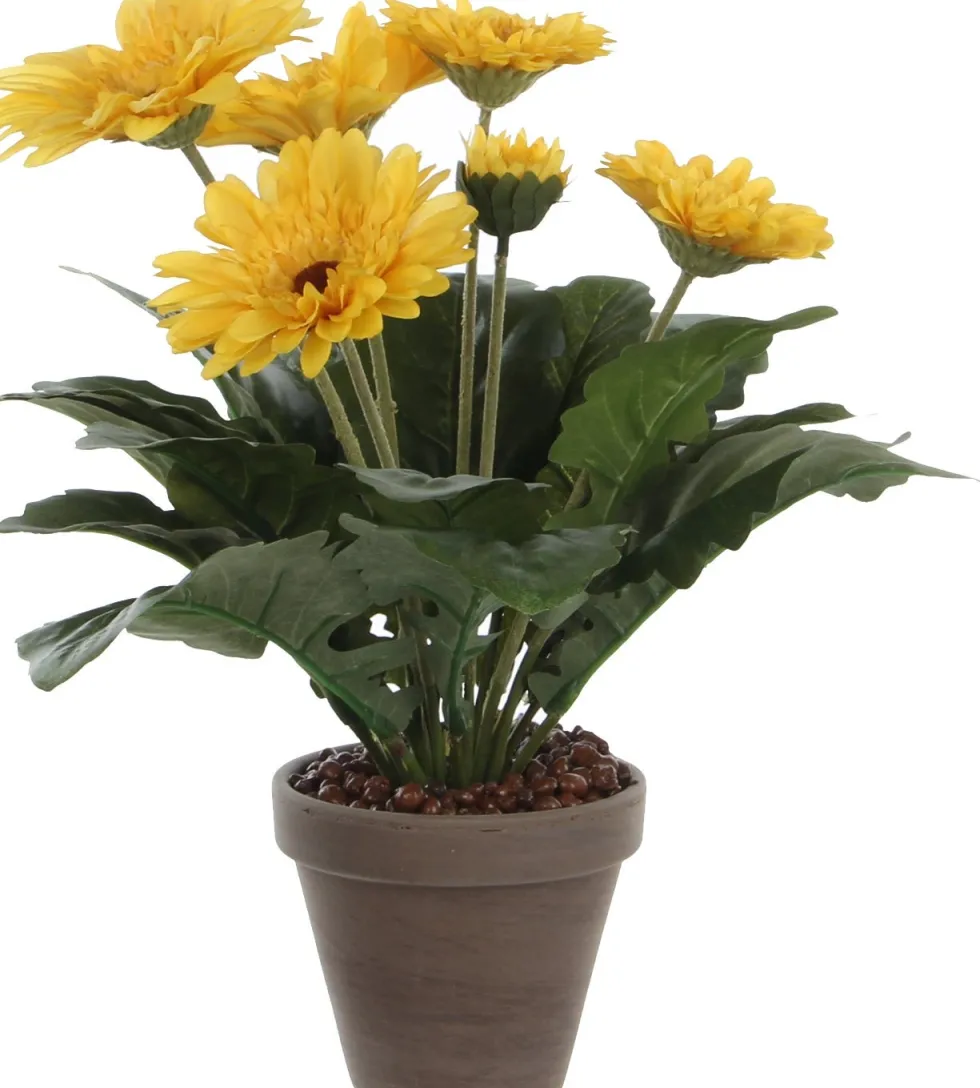 Mica Decorations kunstplant Gerbera geel H 35 cm