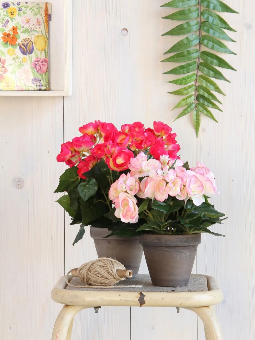 Mica Decorations kunstplant Begonia roze H 40 cm