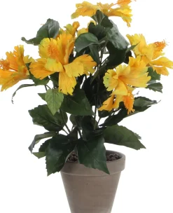Mica Decorations kunstplant Chinese roos geel H 40 cm