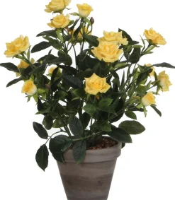 Mica Decorations kunstplant Roos geel H 33 cm