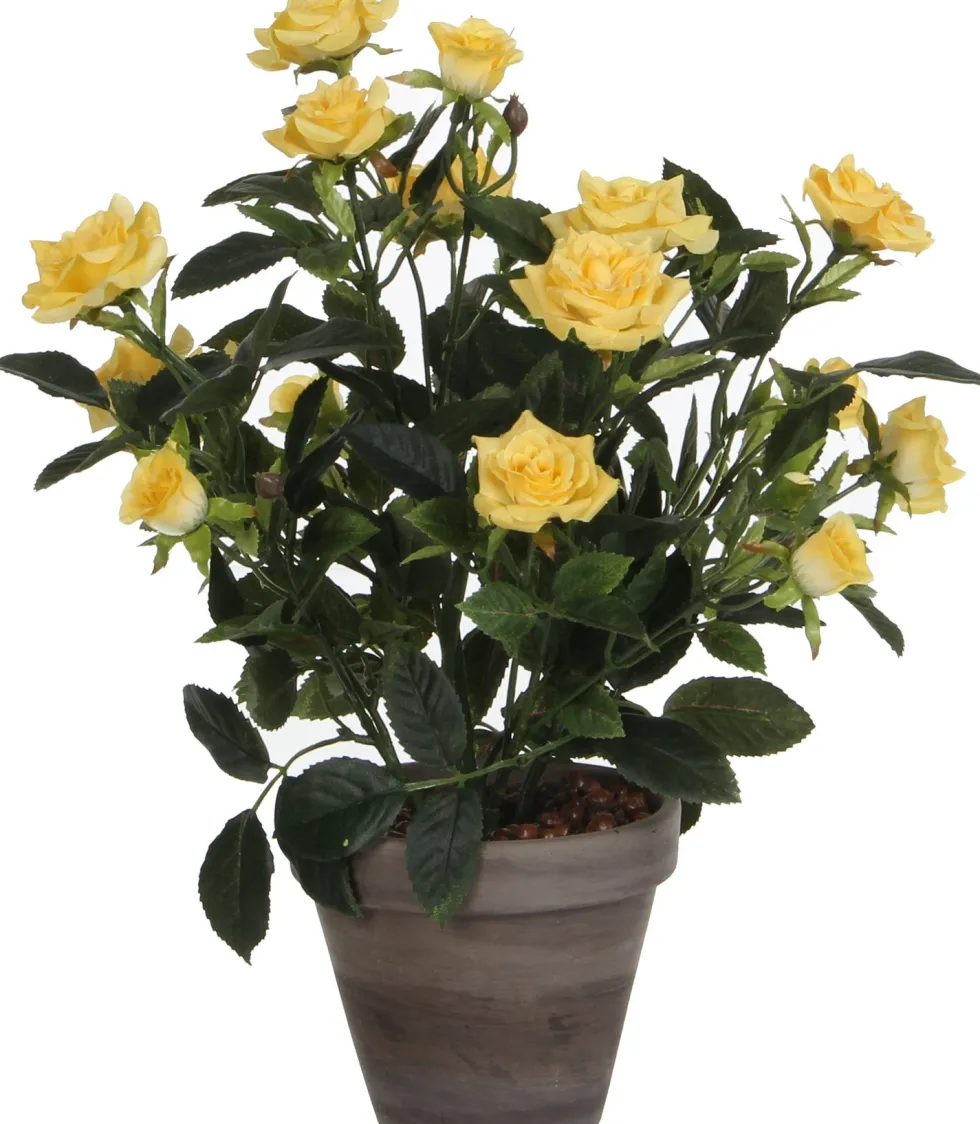 Mica Decorations kunstplant Roos geel H 33 cm