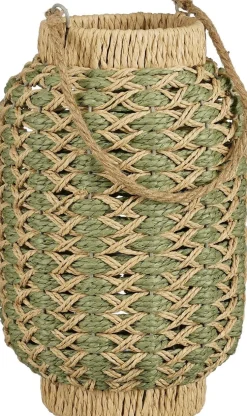 Mica Decorations lantaarn Faros naturel / groen D 20 H 30 cm