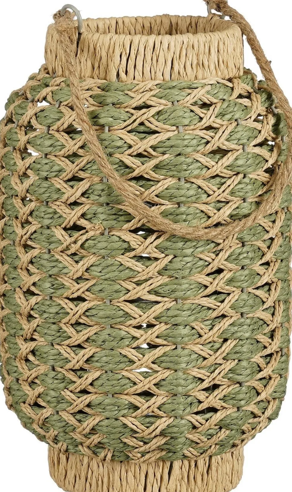 Mica Decorations lantaarn Faros naturel / groen D 20 H 30 cm