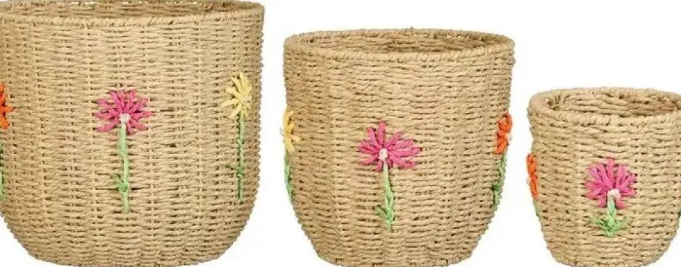 Mica Decorations opbergmand Flora Bloem naturel D 24 H 23 cm
