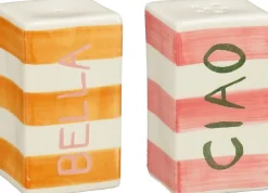Mica Decorations peper en zoutstel Bliss geel / roze 5 x 5 x 8,5 cm