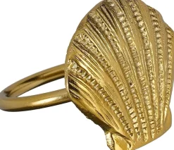 Mica Decorations servetring Schelp goud 6 x 5,5 x 5 cm