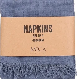 Mica Decorations servet Villia blauw 40 x 40 cm 4 stuks
