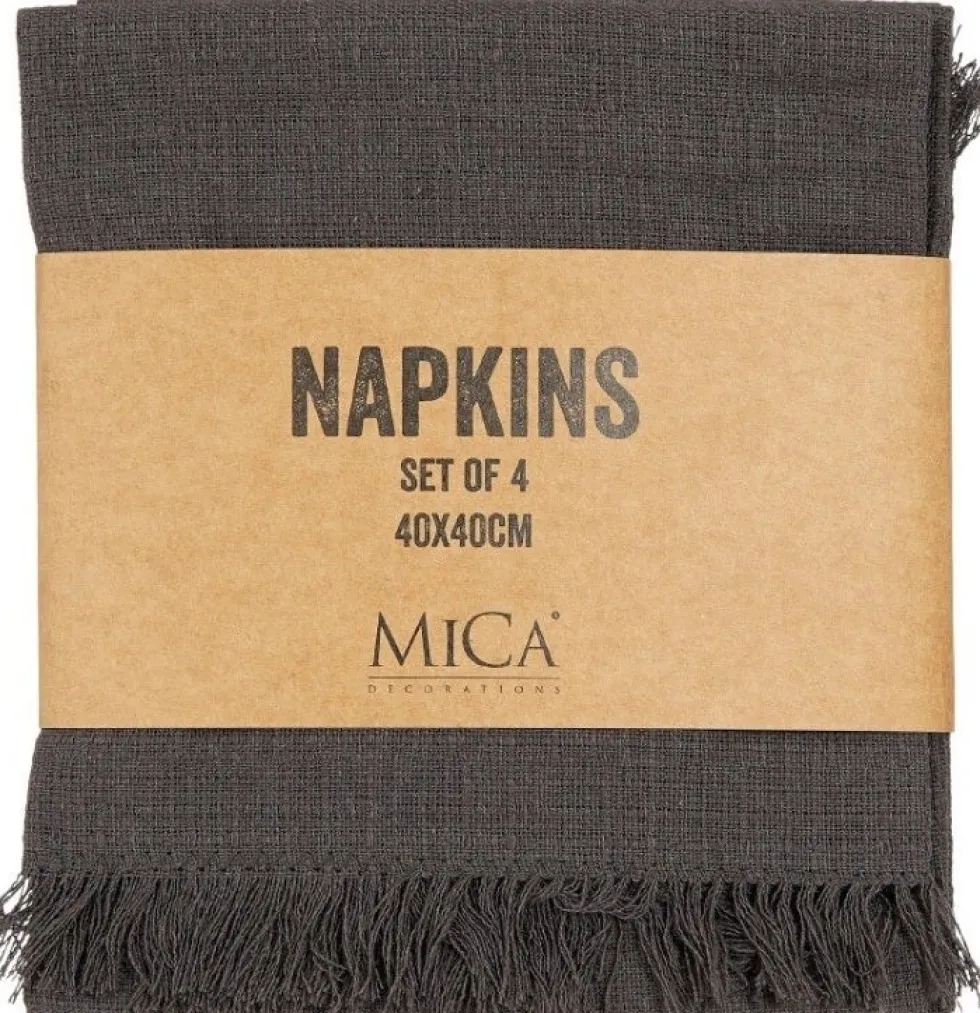 Mica Decorations servet Villia grijs 40 x 40 cm 4 stuks