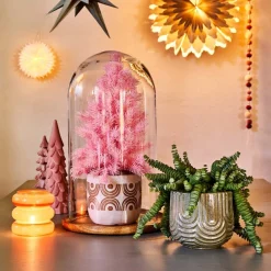 Mica Decorations stolp met schotel Hella transparant D 21 H 55,5 cm