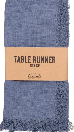 Mica Decorations tafelloper Villia blauw 180 x 45 cm