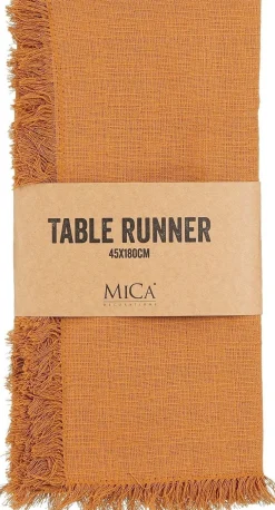 Mica Decorations tafelloper Villia geel 180 x 45 cm