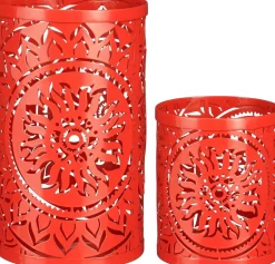 Mica Decorations waxinelichthouder Solara rood D 15 H 25 cm