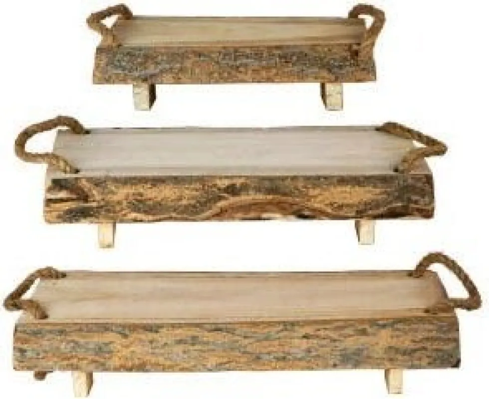 Natures Accents decoratieplank op voet Anna naturel 50 x 24 x 9 cm