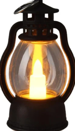 Olielamp met LED kaars zwart 5,5 x 4,3 x 9 cm