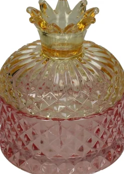 Opbergpot Anna geel / roze D 10,5 H 12 cm