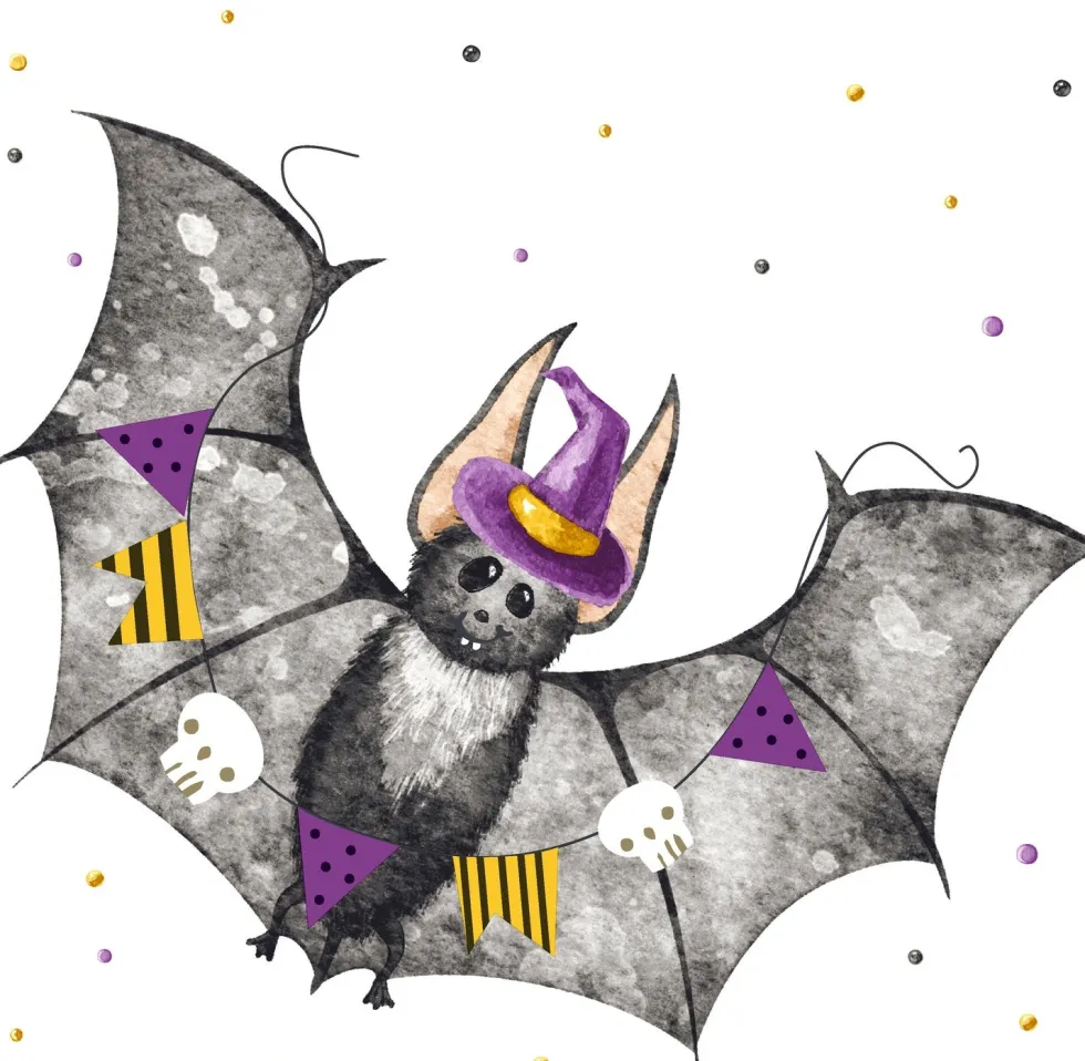 Paper + Design servet Bat Halloween wit 33 x 33 cm 20 stuks