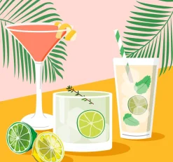 Paper + Design servet drinks groen / geel 33 x 33 cm 20 stuks