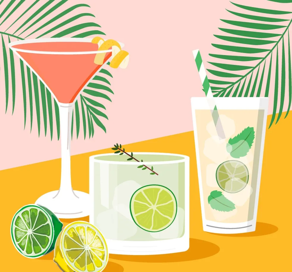 Paper + Design servet drinks groen / geel 33 x 33 cm 20 stuks