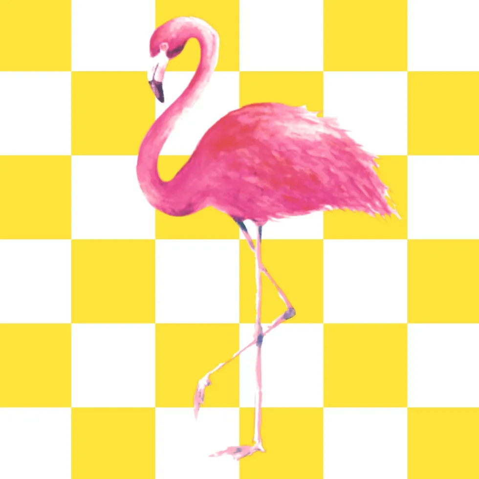 Paper + Design servet flamingo geel / wit tropic 33 x 33 cm 20 stuks