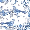 Paper + Design servet Porcelain Bird wit / blauw 33 x 33 cm 20 stuks
