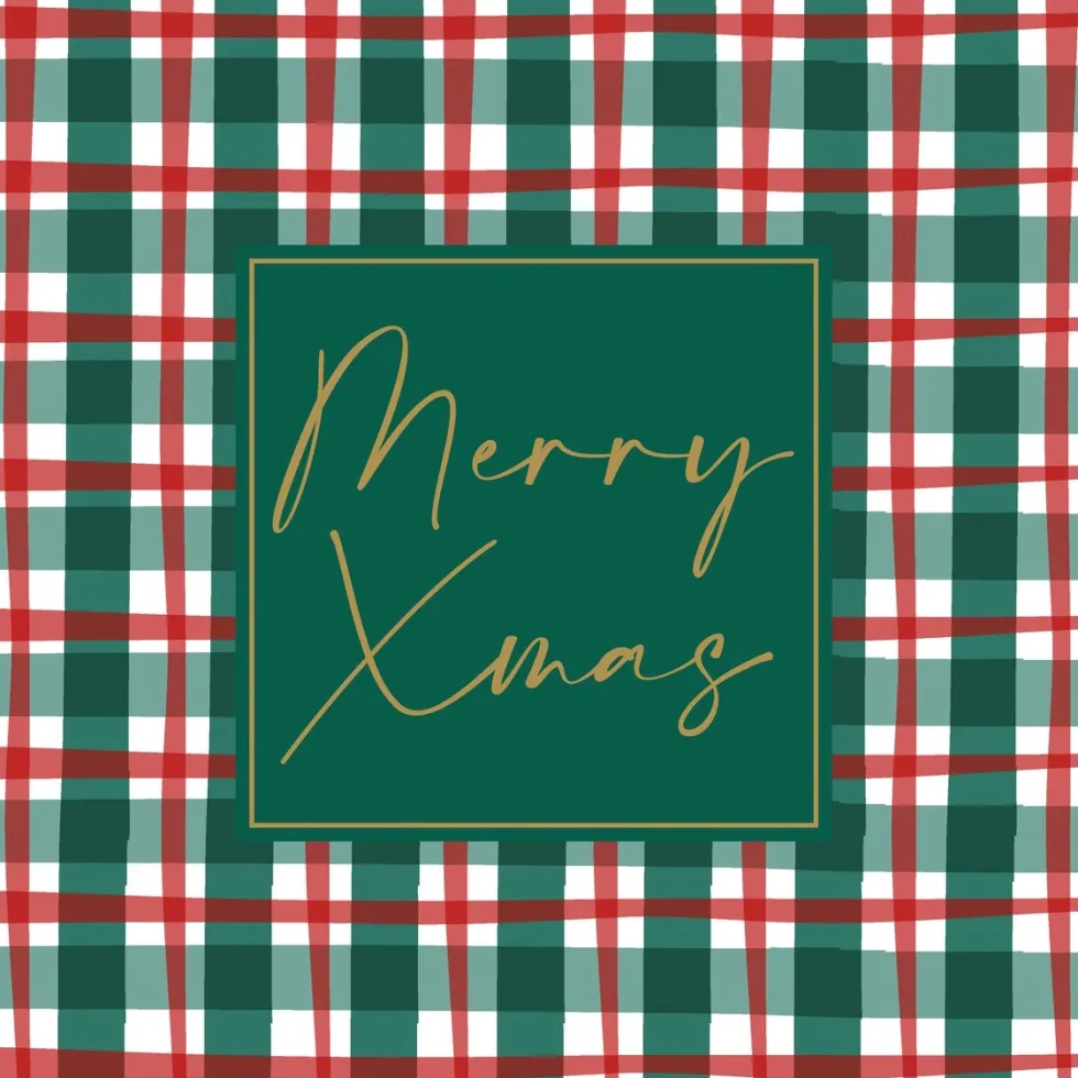 Paper + Design servet xmas check 33 x 33 cm 20 stuks