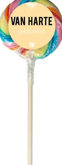 Regenboog lolly van harte
