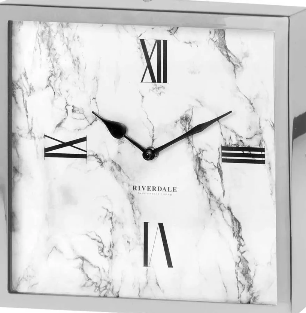 Riverdale tafelklok Chuck zilver 25 x 5 x 25 cm