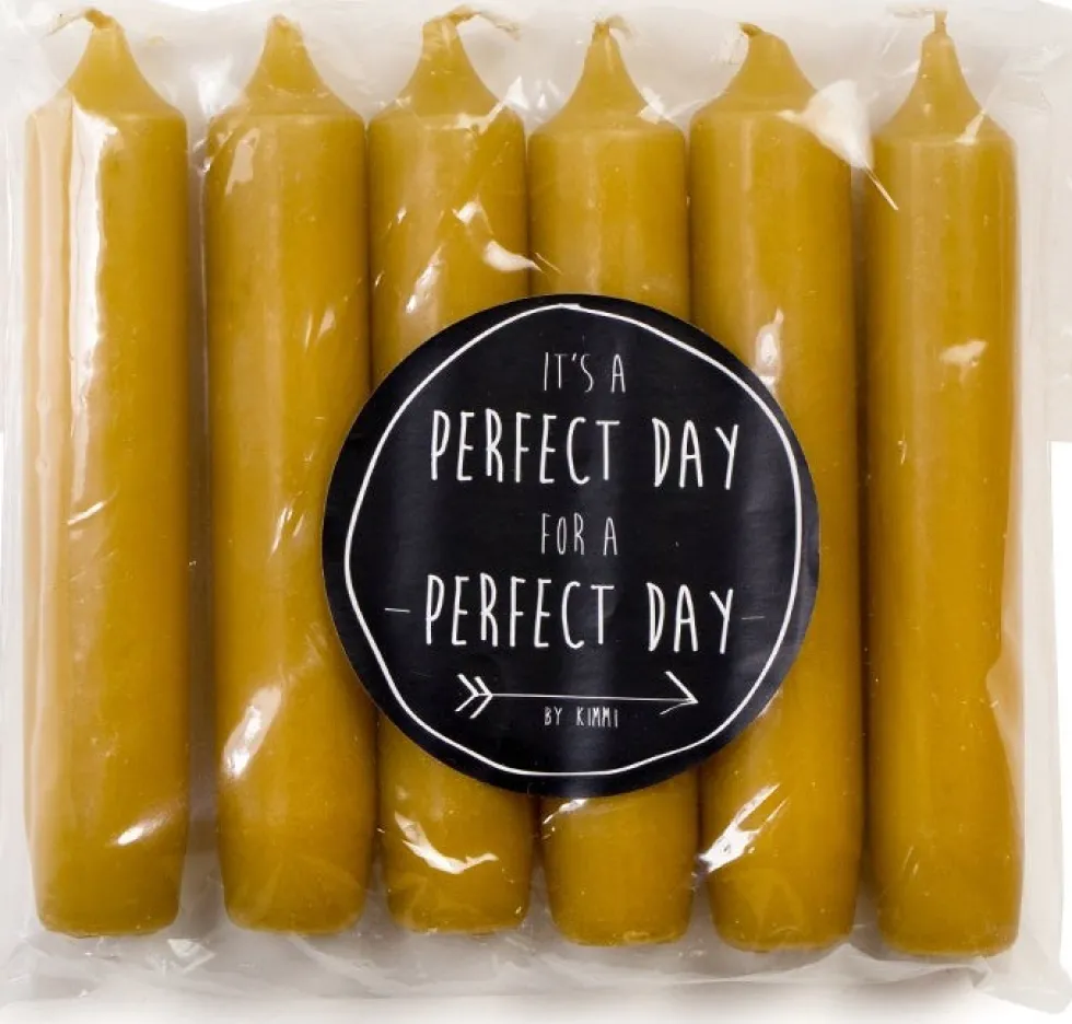 Rustik Lys dinerkaars Cadeau geel 6 uur 6 stuks
