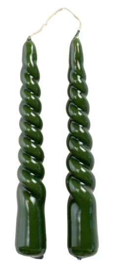 Rustik Lys dinerkaars Swirl mini groen 4 uur 2 stuks
