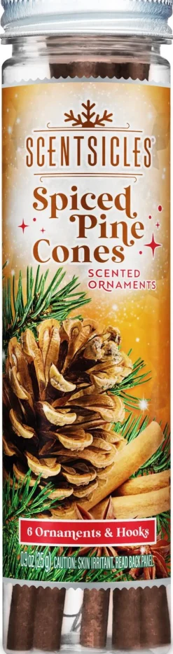 Scentsicles geurstokjes Scented Ornaments spiced pine cones 6 stuks