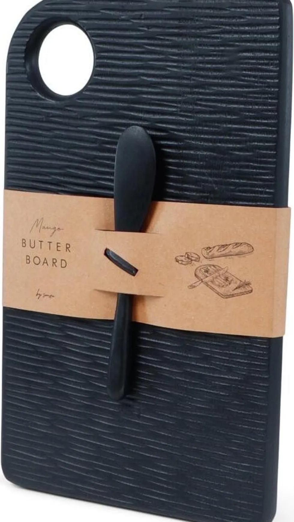Senza boterbord met mes zwart 33 x 20 x 1,5 cm