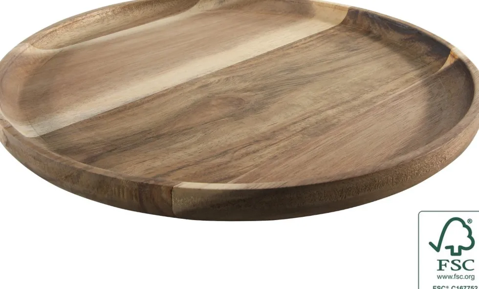 Serveerplank Duo bruin acacia D 35 H 2 cm